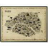 Map of Paris with various landmarks on a beige background