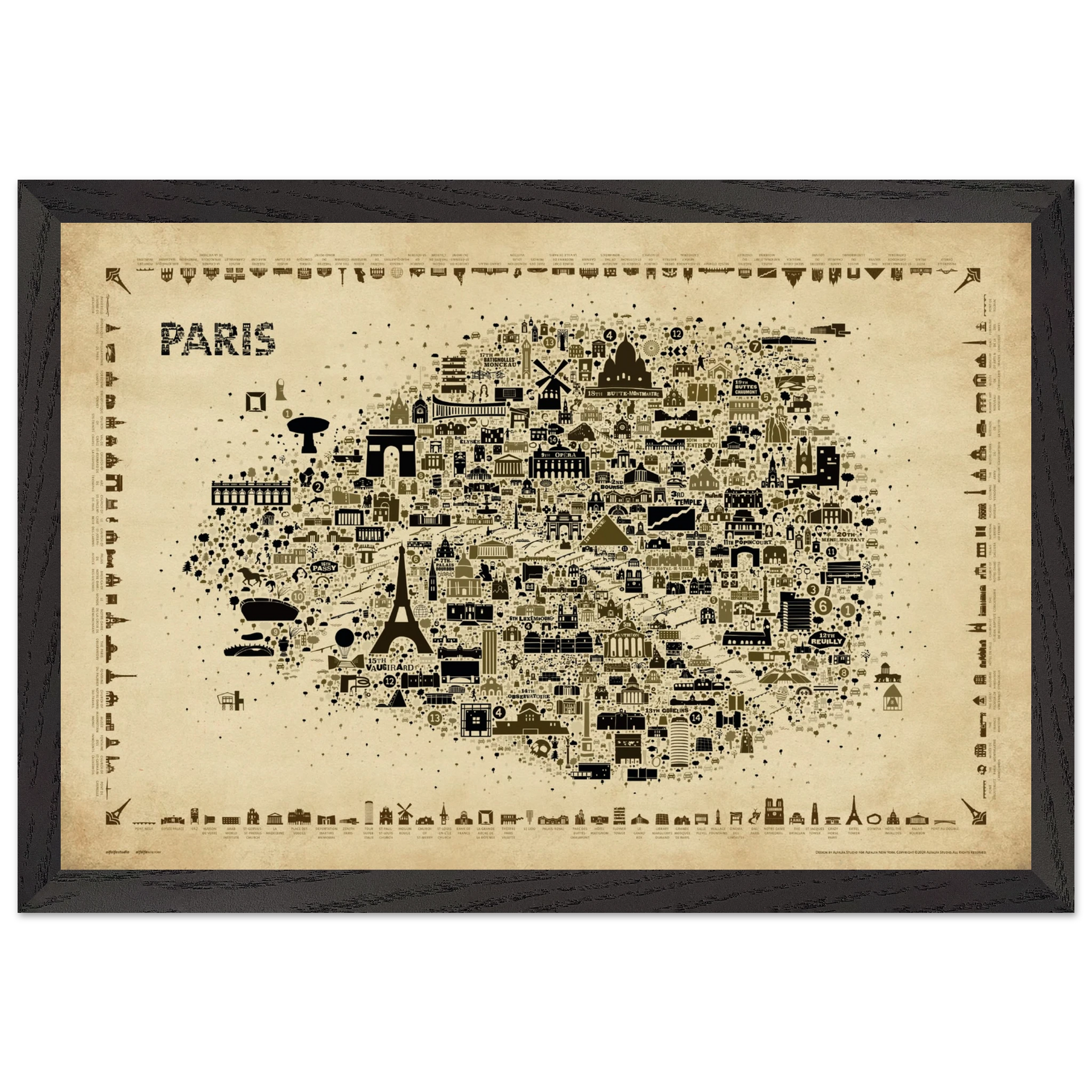 Artery8 Stampa Artistica Poster Lione Mappa Punto Di Riferimento Francia 1894 - Quadro Murale 30x41 Cm, Stampa Su Carta Di Lusso, Decorazione Casa, Made In Scotland