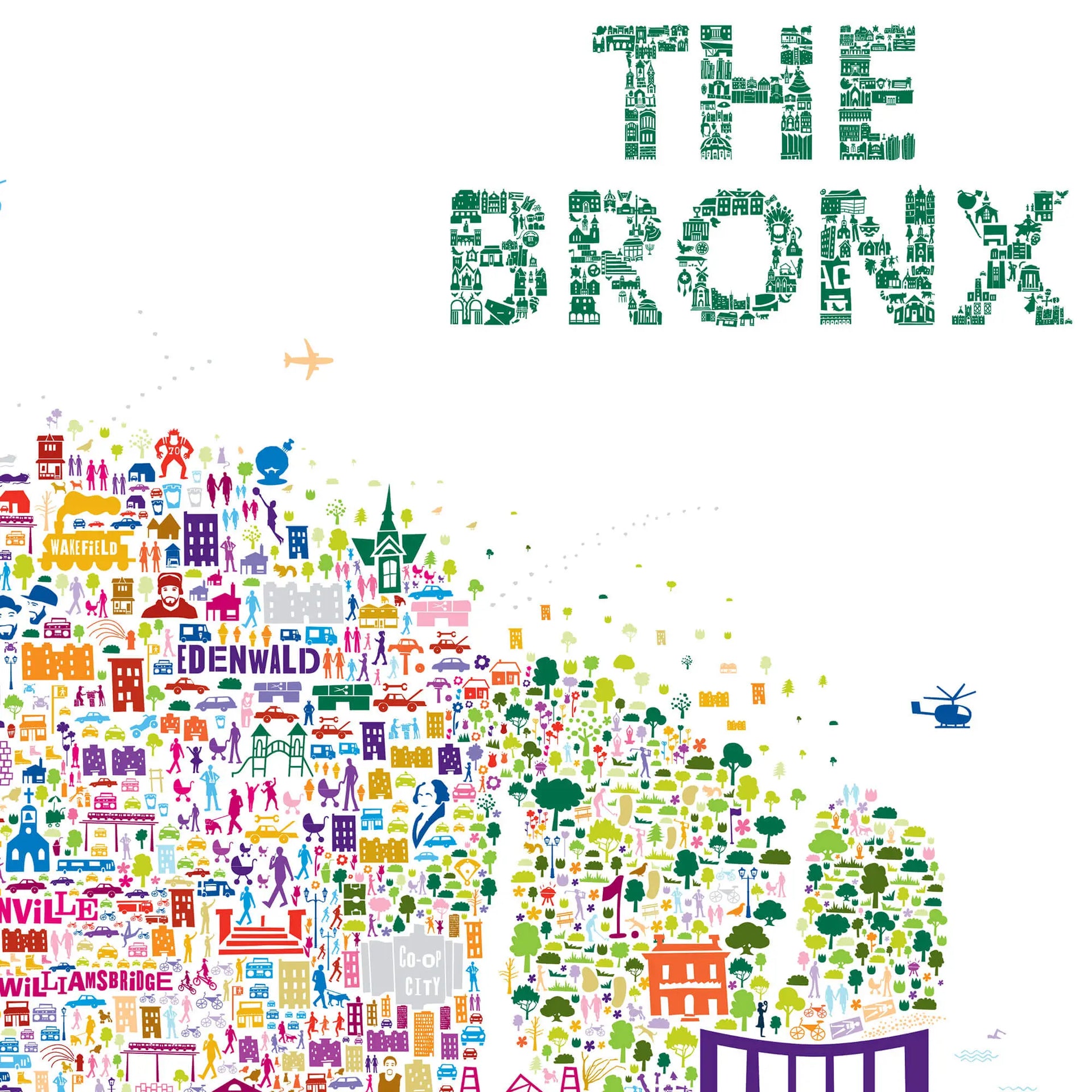 Map of a city made from colorful icons with 'The Dorset' text at the top.