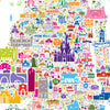 Close-up of Iconic Florida colorful map poster showing Central Florida with Orlando, Disney castle, Tampa, Kennedy Space Center and detailed illustrated landmarks