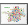Colorful map of Kolkata with various icons on a white background