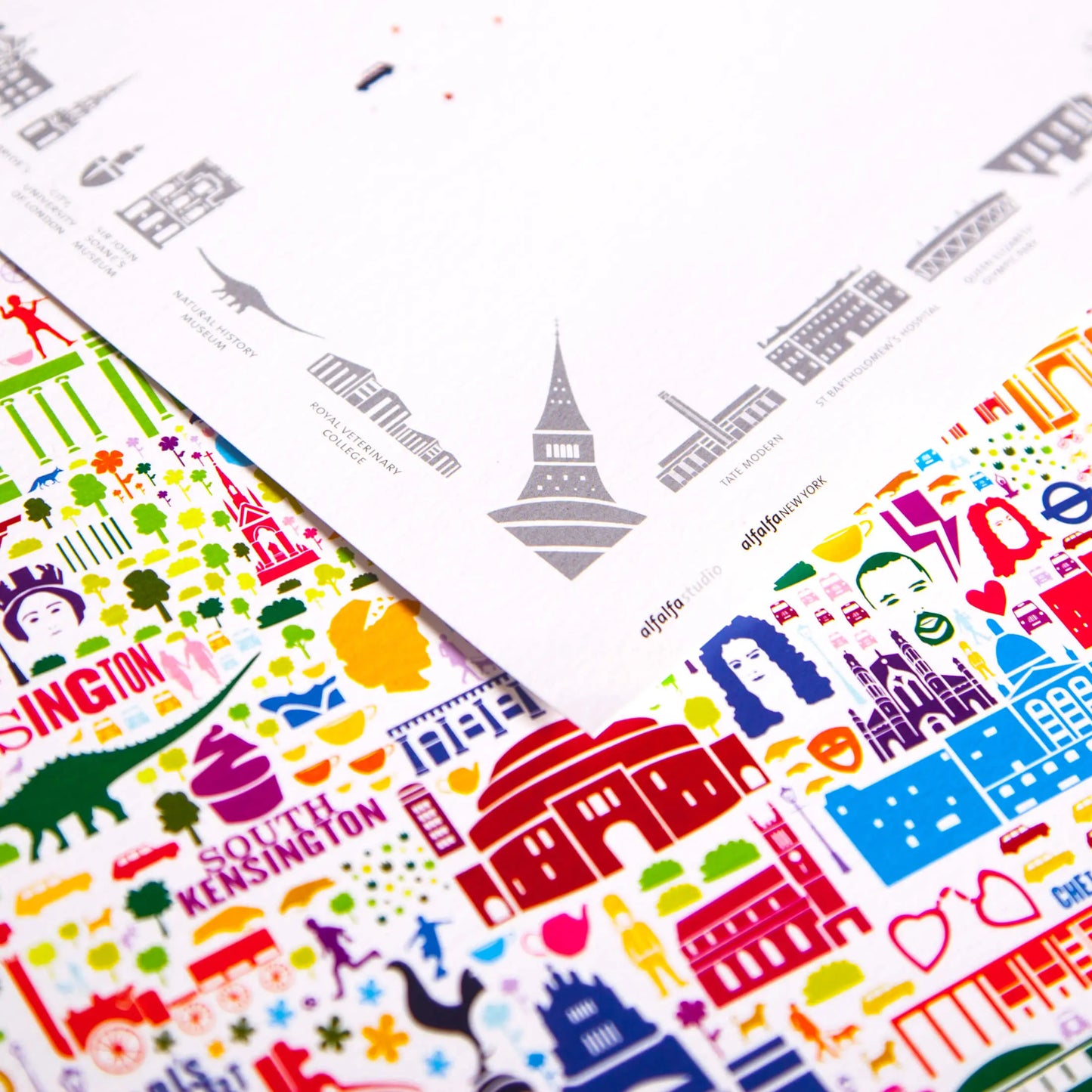 Collection of colorful stickers with various designs on a white background