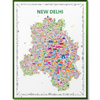 Colorful illustrated map of New Delhi featuring iconic landmarks, architecture, and cultural symbols — vibrant wall art print by Alfalfa New York.