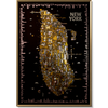 Framed artwork of a stylized map of New York City with a black background