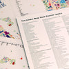 Sheet of paper titled 'The Iconic New York Poster Index' with a colorful map of New York City in the background.