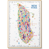 Colorful illustrated map poster of New York City by Alfalfa New York, featuring iconic landmarks like the Statue of Liberty, Empire State Building, and Brooklyn Bridge in a modern art style.