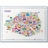 Colorful map of Paris with various icons on a white background