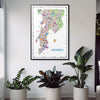 Colorful map of Mumbai on a wall with potted plants below