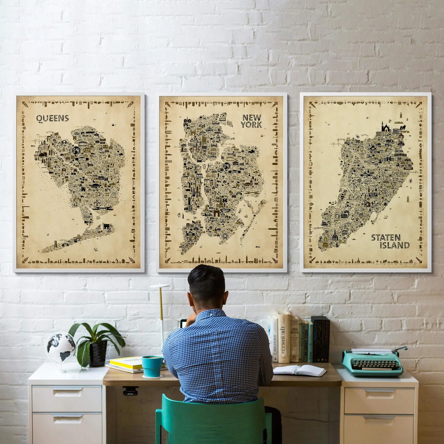 Iconic NYC All Boroughs: Antique Edition