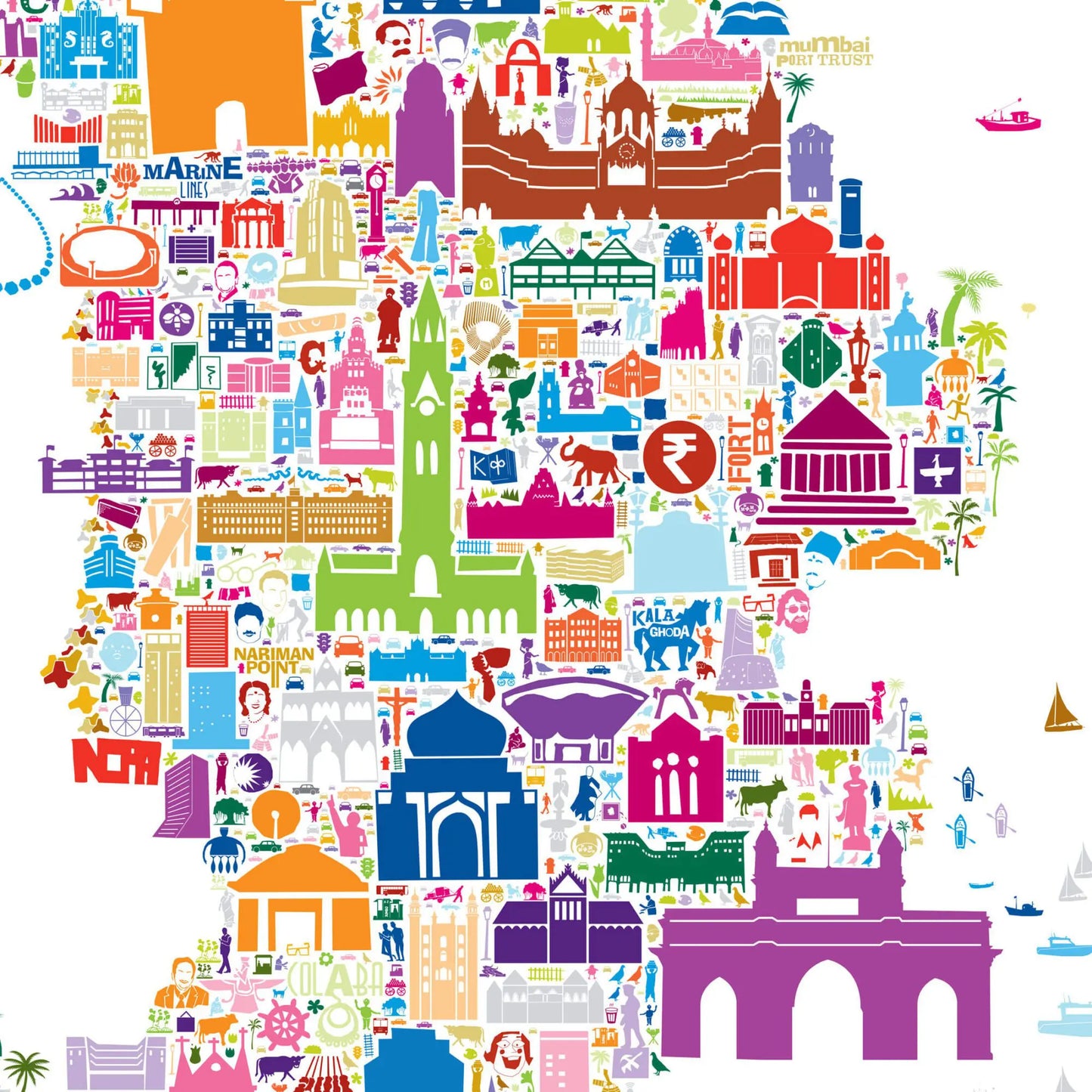 Colorful map of Paris with various landmarks and icons.