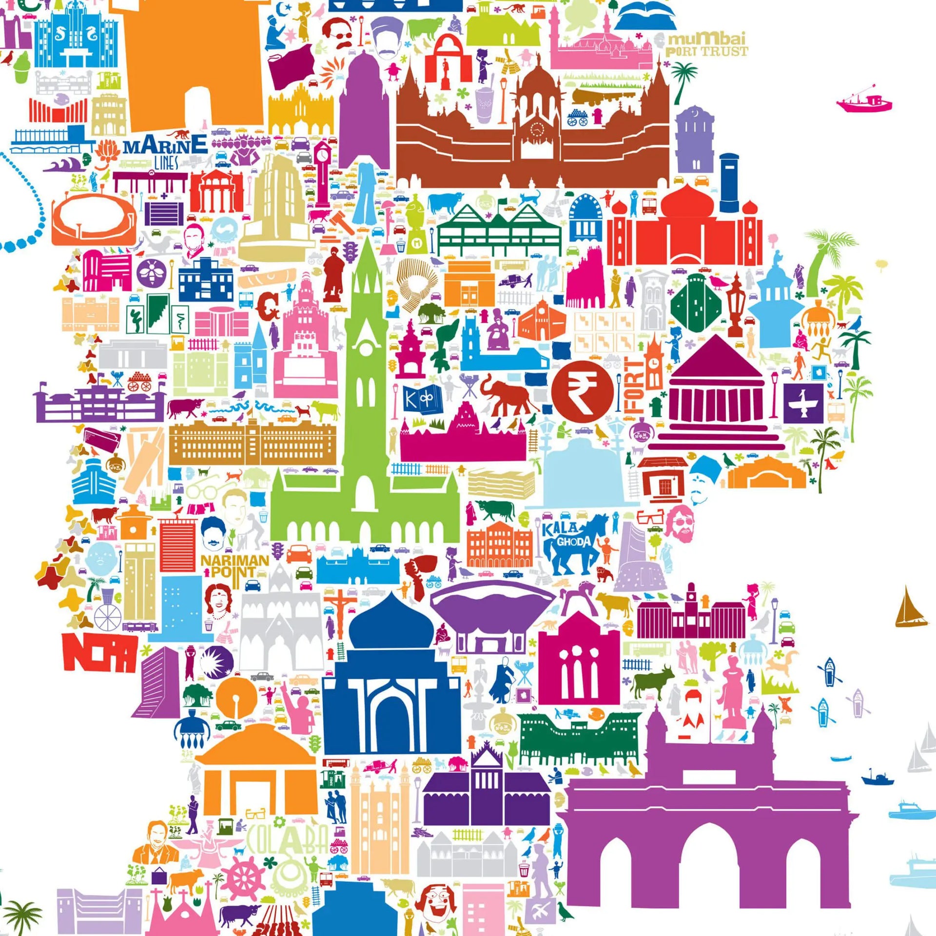 Colorful map of Paris with various landmarks and icons.