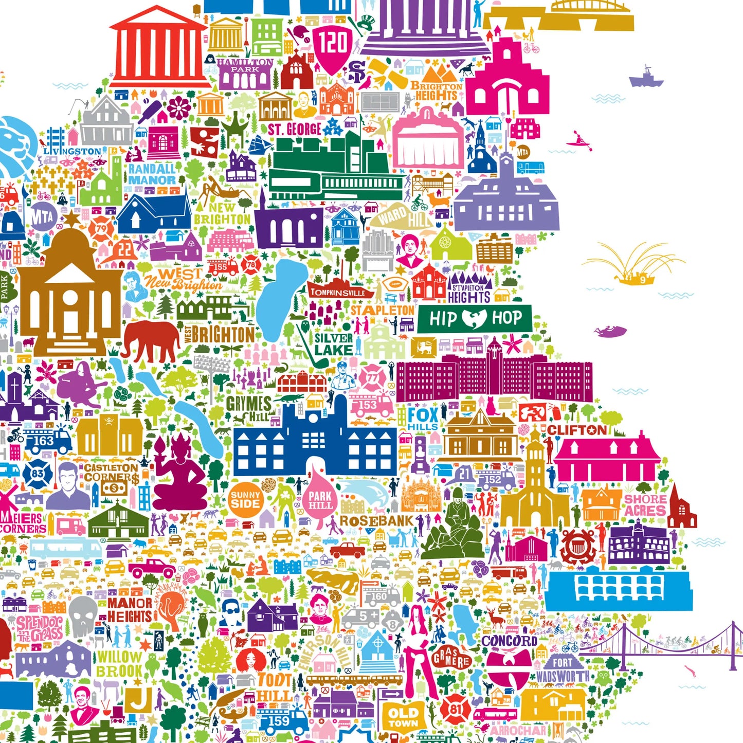 Colorful map of the United Kingdom with various icons and text on a white background