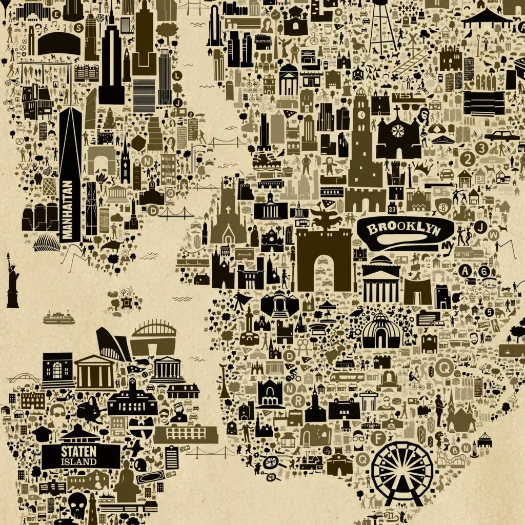 Iconic NYC All Boroughs: Antique Edition