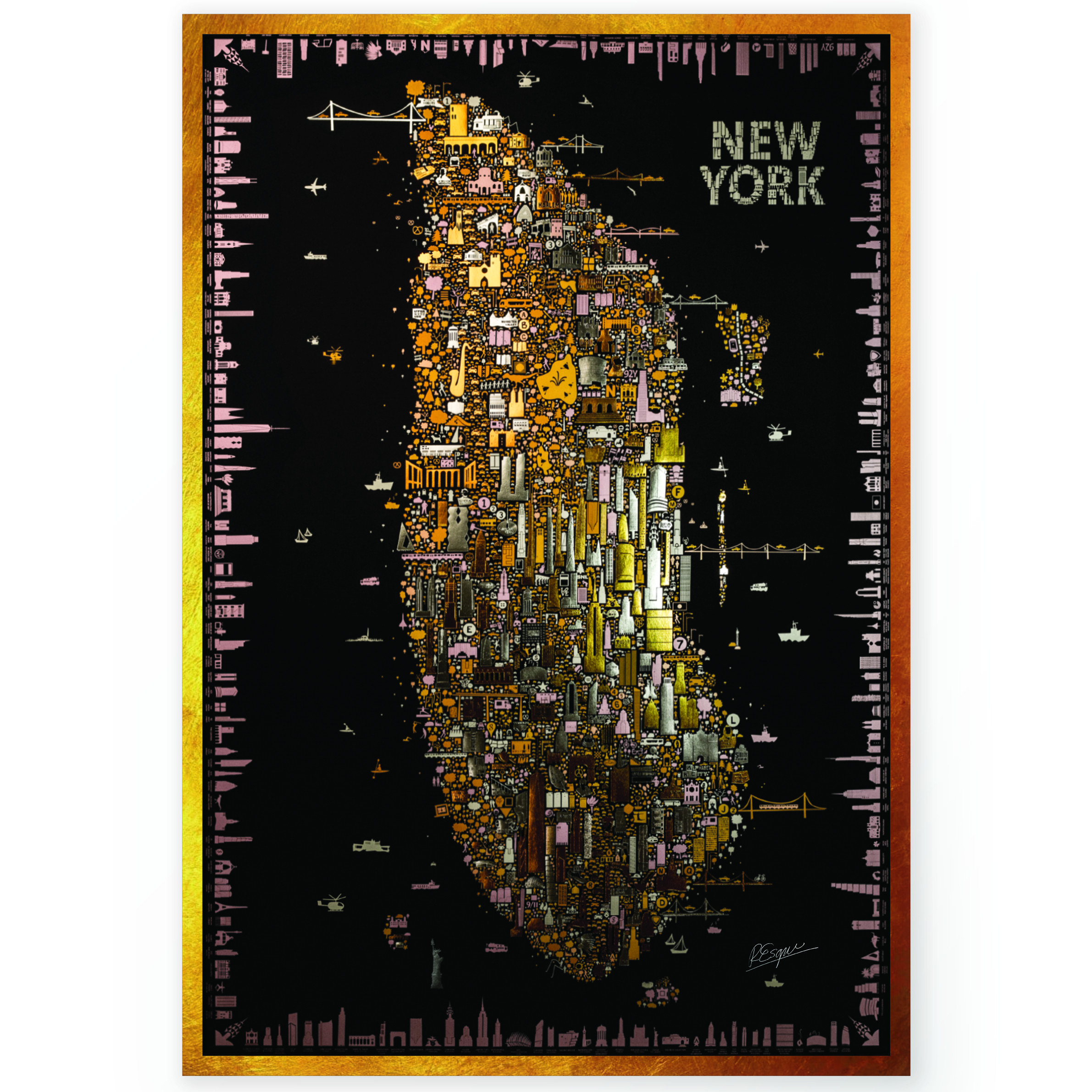 D New York City Manhattan And Brooklyn Art Print Home Decor Wall Art Poster